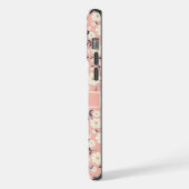 Pink Peach Floral Weiße Blume individuell einstell iPhone Hülle (Linke Seite)