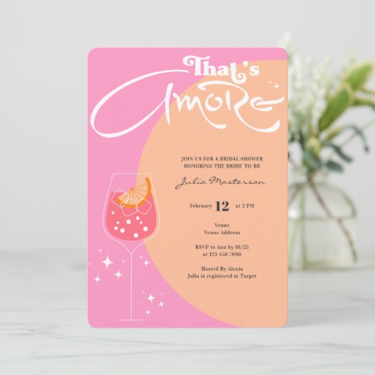 Pink & Peach Fuzz Das ist ein weiteres Brautparty Einladung (Stehend Vorderseite)