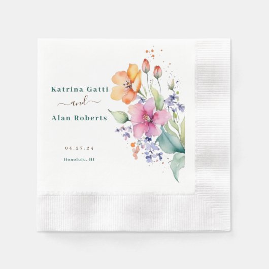 Pink Peach Gelben Blogs Papier Napkin Serviette (Vorderseite)