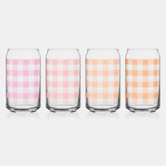 Pink Peach Gingham Pattern Dosenglas (Rechts)