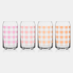 Pink Peach Gingham Pattern Dosenglas