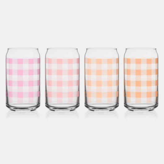 Pink Peach Gingham Pattern Dosenglas (Vorderseite)