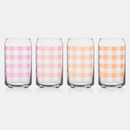 Pink Peach Gingham Pattern Dosenglas (Links)
