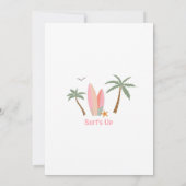 Pink Peach Girl ZWEI the BEACH Surfing 2. Geburtst Einladung (Rückseite)