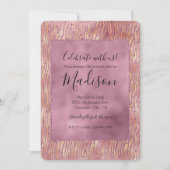 Pink Peach Glitzy Glitzern Sparkle Zebra Print Einladung (Vorderseite)