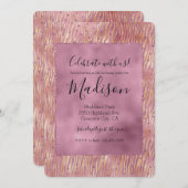 Pink Peach Glitzy Glitzern Sparkle Zebra Print Einladung (Vorne/Hinten)