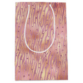 Pink Peach Glitzy Glitzern Sparkle Zebra Print Mittlere Geschenktüte (Vorderseite)