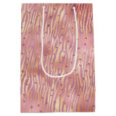Pink Peach Glitzy Glitzern Sparkle Zebra Print Mittlere Geschenktüte (Rückseite)