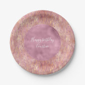 Pink Peach Glitzy Glitzern Sparkle Zebra Print Pappteller (Vorderseite)