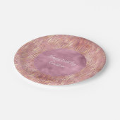 Pink Peach Glitzy Glitzern Sparkle Zebra Print Pappteller (Schrägansicht)