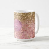 Pink Peach Glitzy Gold Glitzern Sparkasse Zebra Pr Kaffeetasse (VorderseiteRechts)