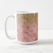 Pink Peach Glitzy Gold Glitzern Sparkasse Zebra Pr Kaffeetasse (Links)
