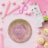 Pink Peach Glitzy Gold Glitzern Sparkasse Zebra Pr Pappteller (Party)