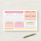Pink Peach Goals Mood Daily Selfcare Planner Post-it Klebezettel (Auf Schreibtisch)
