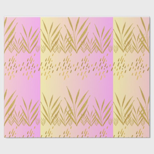 Pink & Peach Gradient Palm Leaf Geschenkpapier (Flach)