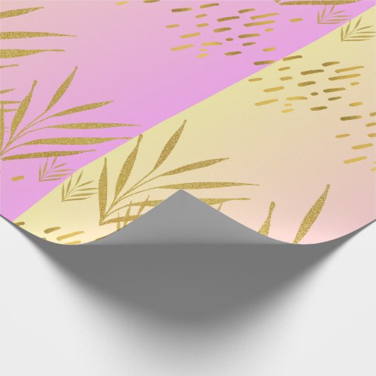 Pink & Peach Gradient Palm Leaf Geschenkpapier (Ecke)