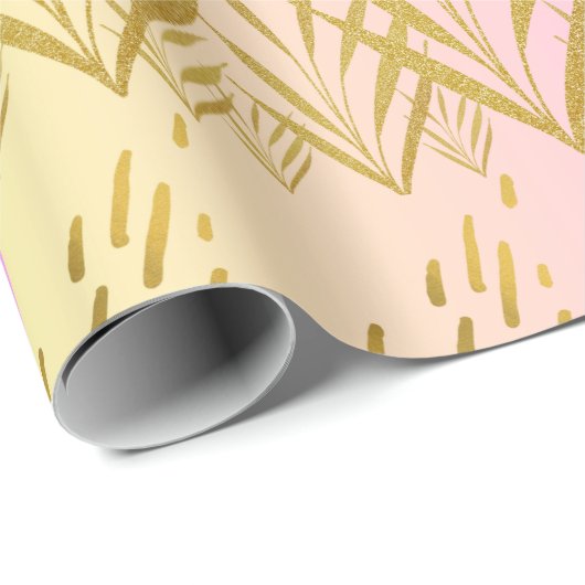 Pink & Peach Gradient Palm Leaf Geschenkpapier (Rolleneckpunkt)