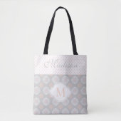 Pink Peach Gray Dots Trendy Initial Monogram Tasche (Vorderseite)