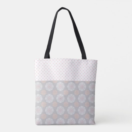 Pink Peach Gray Dots Trendy Initial Monogram Tasche (Rückseite)