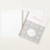 Pink Peach Gray Dots Trendy Monogram Planer (Anzeige)