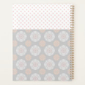 Pink Peach Gray Dots Trendy Monogram Planer (Rückseite)