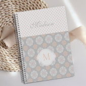 Pink Peach Gray Dots Trendy Monogram Planer