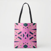 Pink Peach Green Blue Art Deco Geometrische Damen Tasche (Vorderseite)