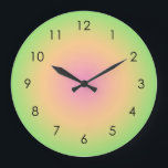 Pink Peach Green Gradient Ombre Große Wanduhr<br><div class="desc">Schöne digitale Aquarell Pink Peach Green Farbverlauf ombre Design. Gradient Sommer Geschenke.</div>