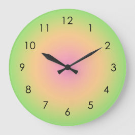 Pink Peach Green Gradient Ombre Große Wanduhr