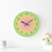 Pink Peach Green Gradient Ombre Große Wanduhr (Zuhause)