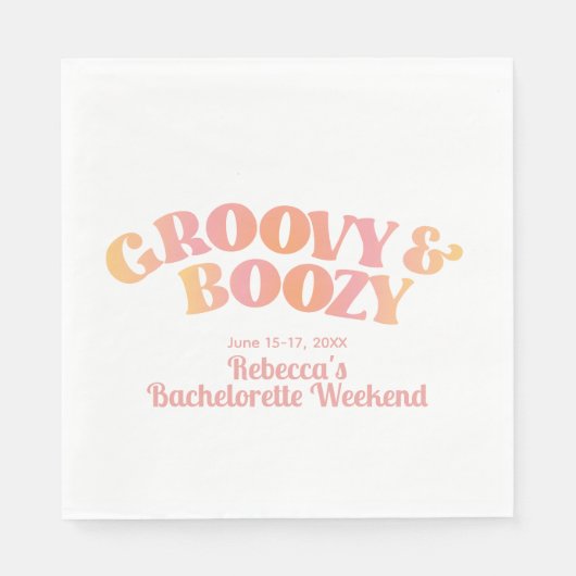 Pink Peach Groovy und Boozy Custom Napkins Serviette (Vorderseite)