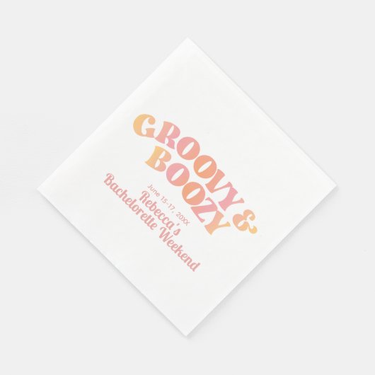 Pink Peach Groovy und Boozy Custom Napkins Serviette (Ecke)