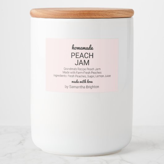 Pink Peach Jam Kitchen Pantry Mason Jar Canning Lebensmitteletikett (Vorderseite)