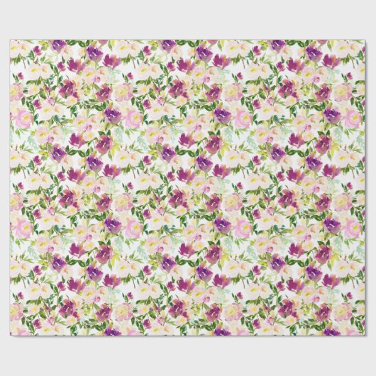 Pink Peach Lila Burgund Wasserfarben Geschenkpapier (Flach)