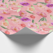 Pink Peach Lila Garden Blumen Geschenkpapier (Ecke)
