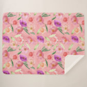 Pink Peach Lila Garden Blumen Sherpadecke (Vorderseite (Horizontal))