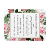 Pink Peach Magnolia florale Hochzeit Magnetkarte Magnet (Horizontal)