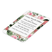 Pink Peach Magnolia florale Hochzeit Magnetkarte Magnet (Linke Seite)