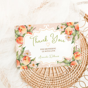 Pink Peach mit Blume Babydusche Buchungsanfrage Dankeskarte