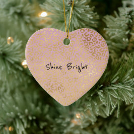 Pink Peach Ombre Gold Leopard Print Keramik Ornament