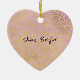 Pink Peach Ombre Gold Leopard Print Keramik Ornament