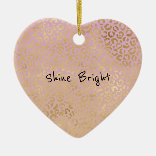 Pink Peach Ombre Gold Leopard Print Keramik Ornament (Vorne)