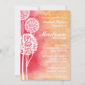 Pink Peach Ombre Trees Brautparty Einladung (Vorderseite)