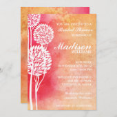 Pink Peach Ombre Trees Brautparty Einladung (Vorne/Hinten)