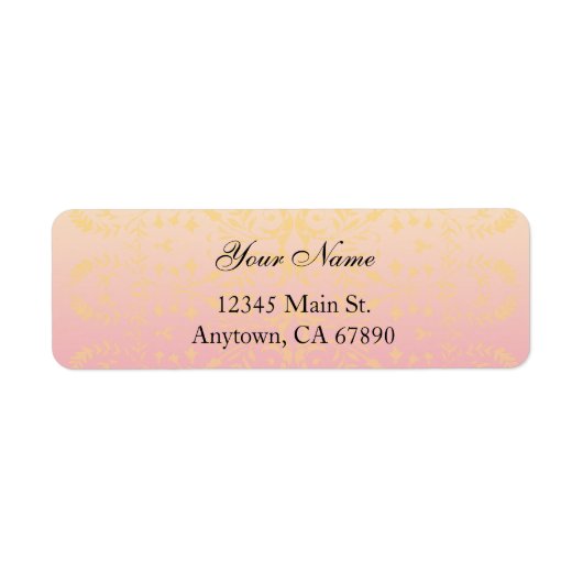 Pink Peach Pastel Damask Custom Address Labels (Vorne)