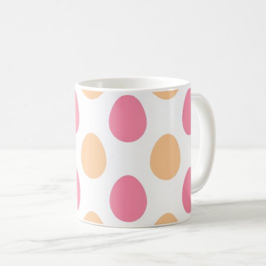 Pink Peach Pastel Easter Eggs Pattern Kaffeetasse (VorderseiteRechts)