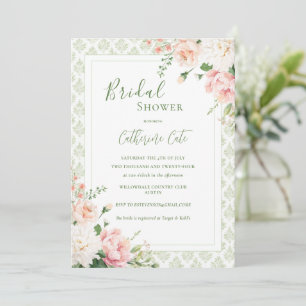 Pink Peach Pastel Floral Elegantes Brautparty Einladung