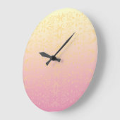 Pink Peach Pastetal Damask Wall Clock Große Wanduhr (Winkel)