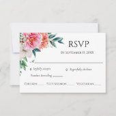Pink Peach Peonies Floral Eukalyptus Wedding RSVP Karte (Vorderseite)