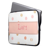 Pink & Peach Polka Dot Laptopschutzhülle (Vorderseite Links)